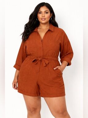 Zara Relaxed Fit Collared Utility Jumpsuit with Pockets Casual Summer One-Piece